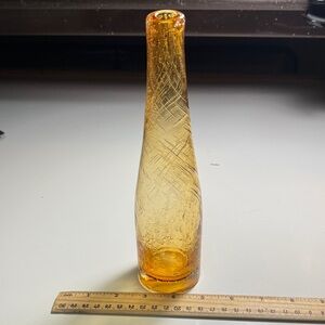 Amber Glass Vase vintage? Bubbles groovy!